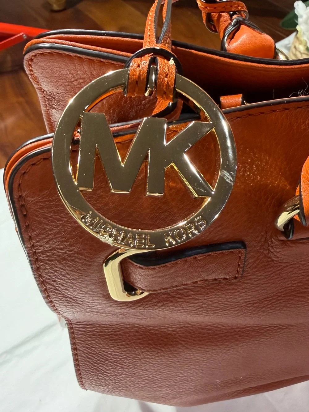 Michael Kors Orange Leather Satchel